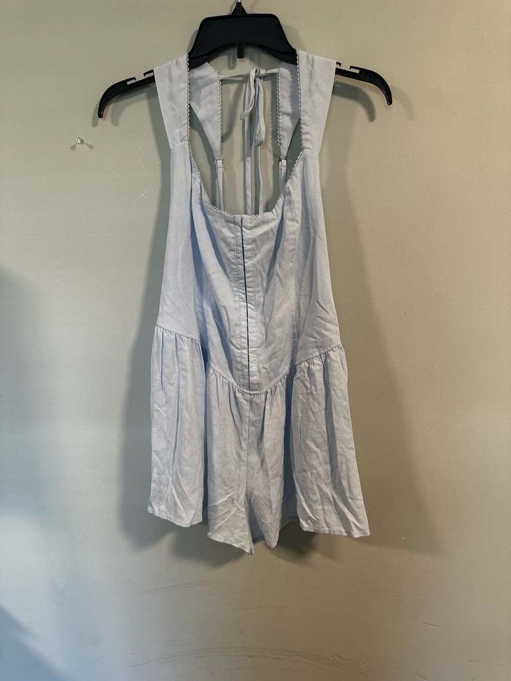 Wild Fable Women's Light Blue Linen-Blend Sleeveless Romper
